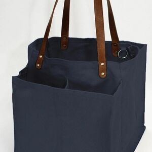 Elegant Navy Carryall with Brown Leather Straps
